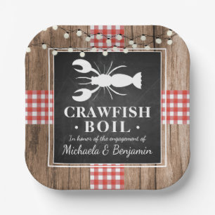 Crawfish Boil Lobster Rustic Wood Engagement Party Papieren Bordje