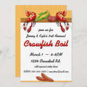 Crawfish Boil met Worst Uitnodigingen (Voorkant / Achterkant)