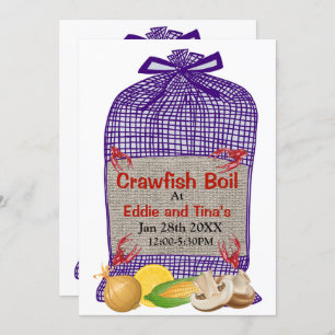 Crawfish Boil Paarse Sack Kaart