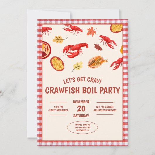 Crawfish Boil Party Picknick Uitnodiging voor vier (Voorkant)
