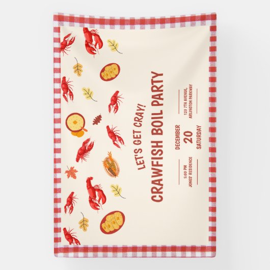 Crawfish Boil Party Picknick Viering Spandoek (Verticaal)