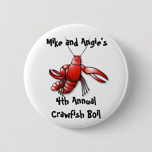 Crawfish Boil Party Pin Ronde Button 5,7 Cm (Voorkant)