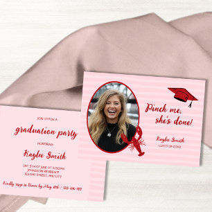 Crawfish Boil Pinch Me Pink & Red Foto Afstuderen Kaart