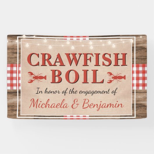 Crawfish Boil Rustic Couples Shower Verloving Spandoek (Horizontaal)