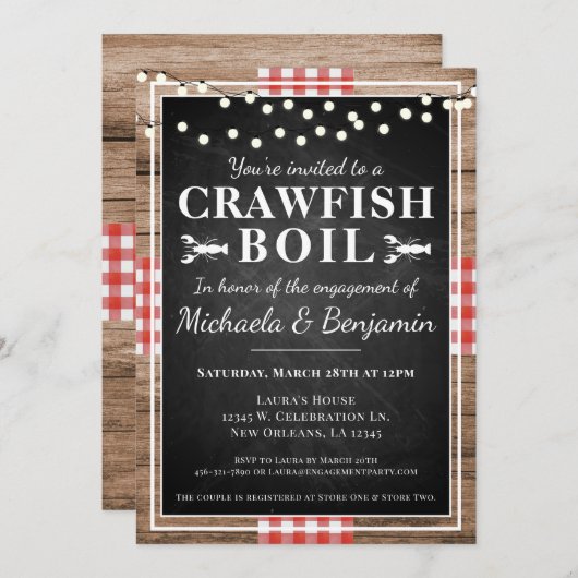 Crawfish Boil Rustic Engagement Party (Voorkant / Achterkant)