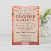 Crawfish Boil Rustic School Graduparty Kaart (Staand voorkant)