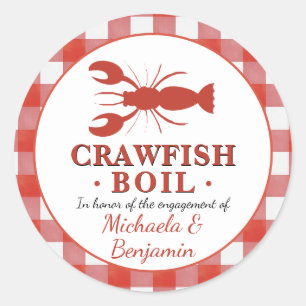 Crawfish Boil Seafood Party Red Picnic Verloving Ronde Sticker