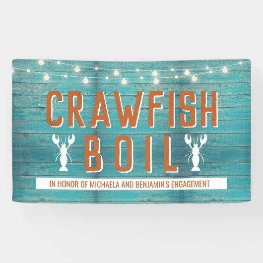 Crawfish Boil Special Event Blue Engagement Party Spandoek (Horizontaal)