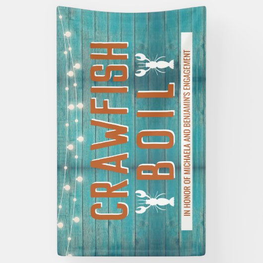 Crawfish Boil Special Event Blue Engagement Party Spandoek (Verticaal)