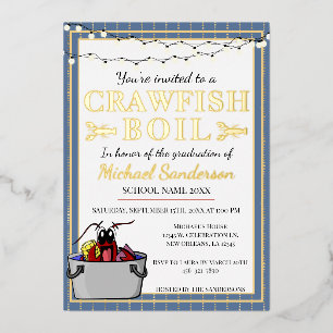 Crawfish Boil Special Event School Afstuderen Folie Uitnodiging
