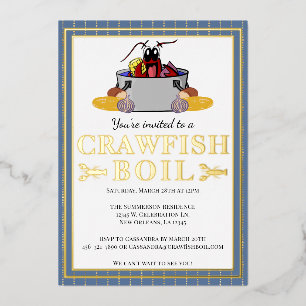 Crawfish Boil Summer Seafood Barbecue Party Folie Uitnodiging