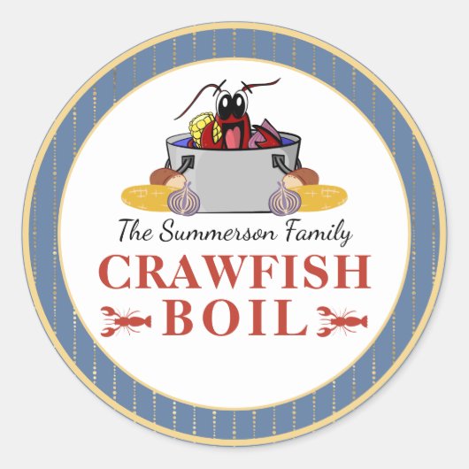Crawfish Boil Summer Seafood Barbecue Party Ronde Sticker (Voorkant)