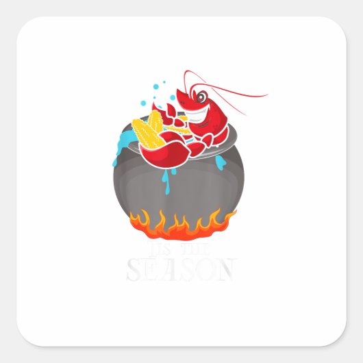 Crawfish Boil Tis The Season Crawdaddy Crayfish Fu Vierkante Sticker (Voorkant)