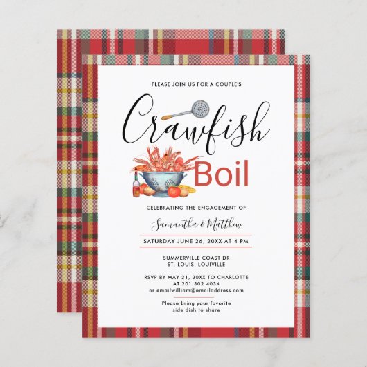 Crawfish Boil Verloving Seafood Party Invitation (Voorkant / Achterkant)