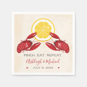 Crawfish Boil Wedding Shower Napkins Monogramed Servet