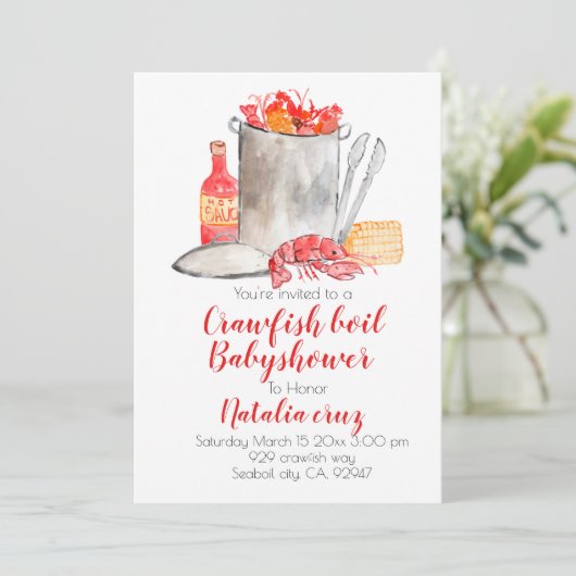 Crawfish bouillir babyshower invitation (Debout devant)