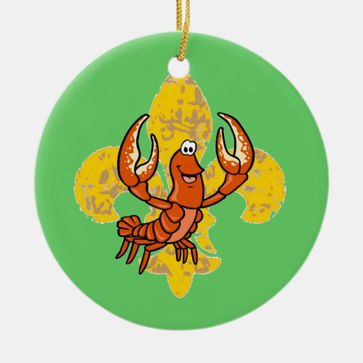 Crawfish Fleur De Lis Keramisch Ornament (Voorkant)