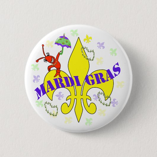 Crawfish Fleur de Lys Mardi Gras Ronde Button 5,7 Cm (Voorkant)