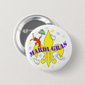 Crawfish Fleur de Lys Mardi Gras Ronde Button 5,7 Cm (Voorkant /achterkant)