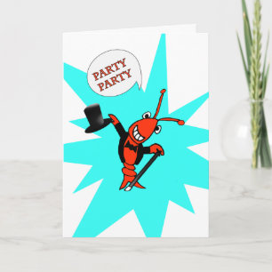 Crawfish / Lobster in Tuxedo Party Birthday (blauw Kaart
