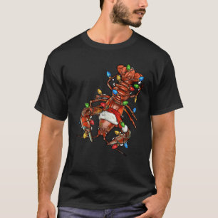 Crawfish Lover Santa Hat Kerstverlichting Familie T-shirt