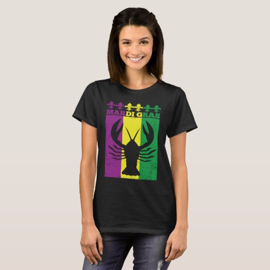 Crawfish Mardi Gras Retro Mudbug Carnival Parade M T-shirt (Voorkant volledig)