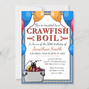 Crawfish Seafood Boil Verjaardag Special Event Magnetische Uitnodiging