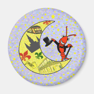 Crawfish Top Hat Crescent Moon magnet Magneet