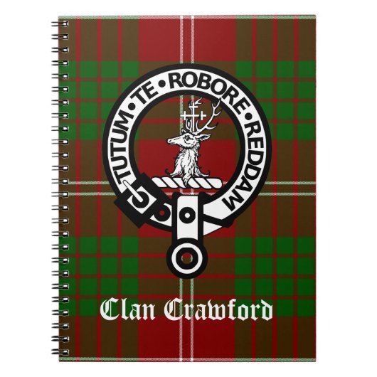 Crawford Clan Crest Tartan Notitieboek (Voorkant)