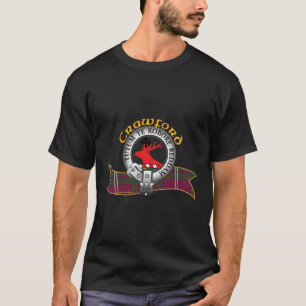Crawford Clan Tartan Crest Motto T-shirt