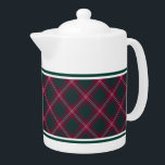 Crawford Clan Tartan Maroon Plaid<br><div class="desc">Teapot avec la famille Crawford clan tartan motif. Plaid traditionnel écossais vintage de 1842 en marron,  vert et blanc. Choisissez entre deux tailles. Des tasses et des tasses assorties sont disponibles.</div>