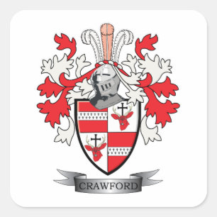 Crawford Family Crest Coat of Arms Vierkante Sticker