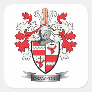 Crawford Family Crest Coat of Arms Vierkante Sticker