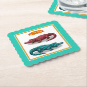 Crawford, painted circus crocodile kartonnen onderzetters (Gebogen)