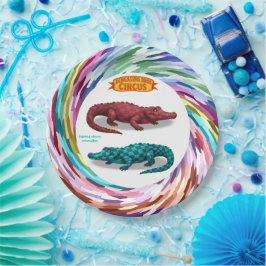 Crawford, painted circus crocodile papieren bordje