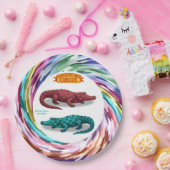 Crawford, painted circus crocodile papieren bordje (Feest)