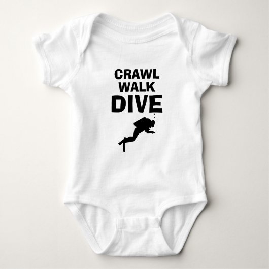 Crawl Walk Dive grappig scuba diving baby bodysuit (Voorkant)