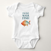 Crawl Walk Fish Funny Waterverf Gevist Romper (Voorkant)