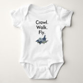 Crawl Walk Fly Army Jet Baby Bodysuit (Voorkant)