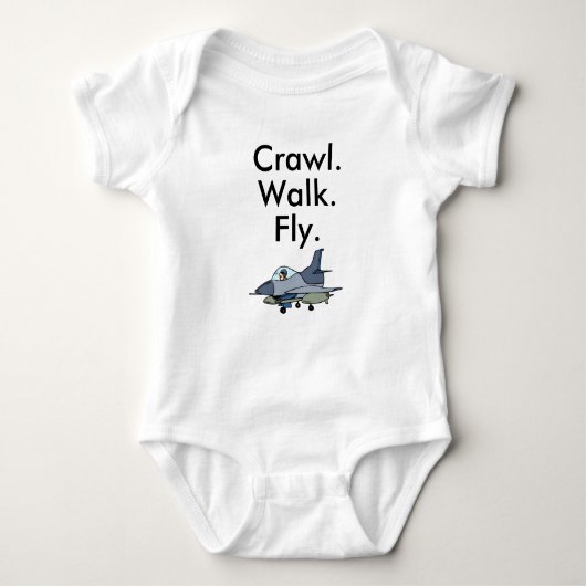 Crawl Walk Fly Army Jet Baby Bodysuit (Voorkant)