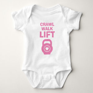 CRAWL WALK LIFT leuk roze kettlebell baby romper