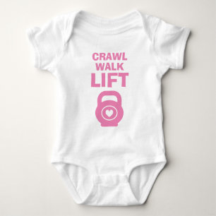 CRAWL WALK LIFT schattig roze kettlebell baby body Romper