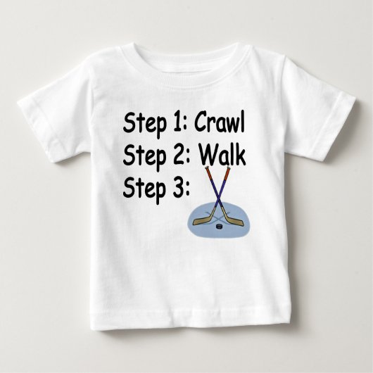 Crawl, Walk, Play Hockey baby t shirt (Voorkant)