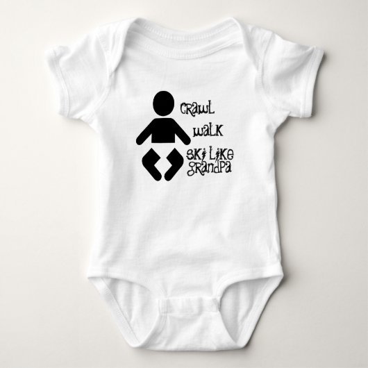 Crawl Walk Ski like Grandpa Baby Snapsuit One PC Romper (Voorkant)