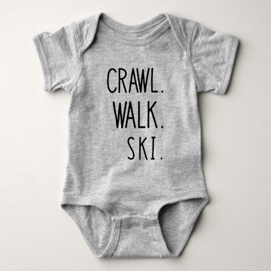 Crawl Walk Ski, Schattigee Skiliefhebber Romper (Voorkant)