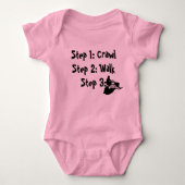 "Crawl Walk Sled" Sledders.com Roze Baby Creeper Romper (Voorkant)