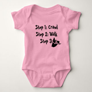 "Crawl Walk Sled" Sledders.com Roze Baby Creeper Romper