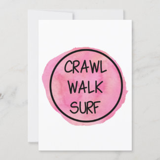 Crawl Walk Surf met Roze Design Kaart