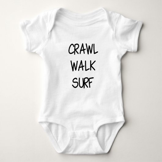 Crawl Walk Surf with Black Font Romper (Voorkant)