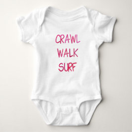 Crawl Walk Surf with Pink Font Romper
